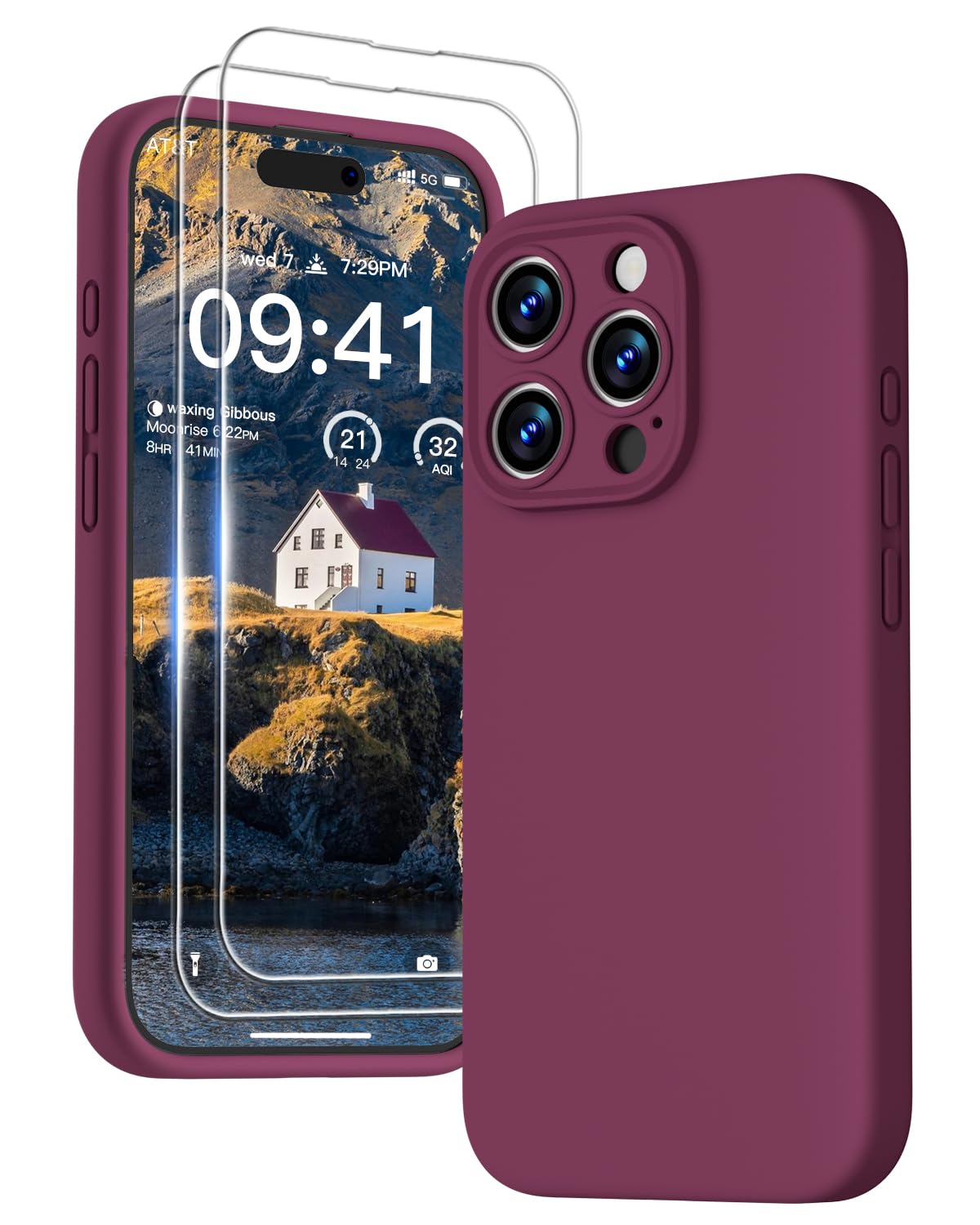 GOODVISH 3 in 1 Case for iPhone 15 Pro Max Case, [2 Screen Protector] Full Body Covered Anti-Scratch 4 Layer Shockproof Structure Soft Microfiber Lining Phone Case 6.7 inch, Wine Red — image 1