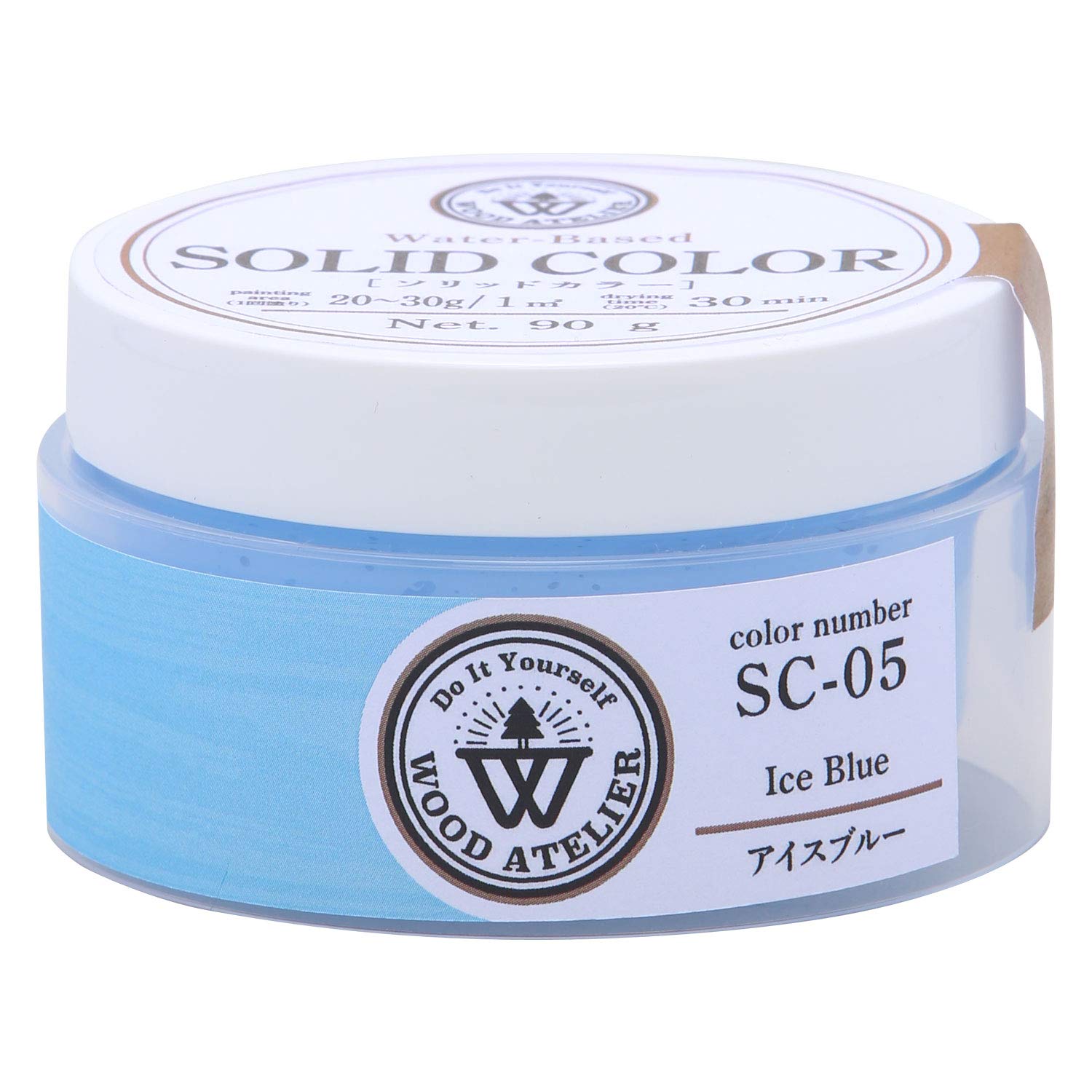 和信ペイント(Washi Paint) 水性ペースト状ニス ウッドアトリエ ソリッドカラー ワックス感覚で使える 屋内木部用 アイスブルー 90g SC-05商品画像
