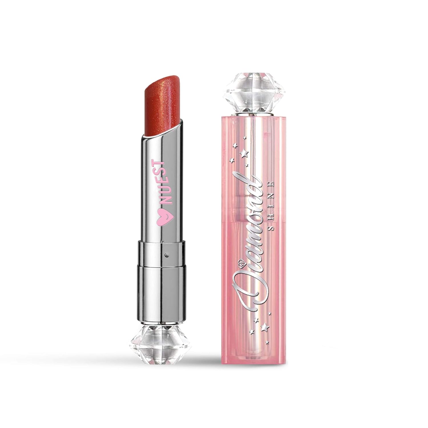 Diamond Shine Metallic Sparkle Lip Color with Vitamin E by Nuest Cosmetics, Easy Application, High Pigment Full Coverage in 8 Glittery Shades, Cruelty Free, Vegan (Orange Blossom)