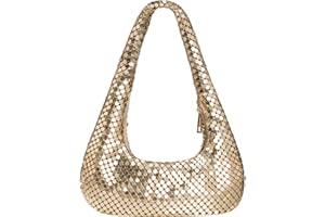 Afashor Womens Metallic Evening Bag Cute Hobo Handbag Fashion Shiny Moon-shaped Shoulder Purse