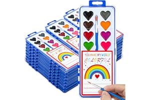 DOSEWART Valentines Day Gifts for Kids, 24 Pack Watercolor Paint Set with Paintbrush for Kids, Prizes Exchange Gifts Valentines Party Favors for Preschool Classroom School