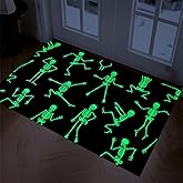 ASPMIZ Halloween Door Mat, Glow-in-The-Dark Entryway Rug, Black Front Door Mat Outside Entrance, Skeleton Doormat Non Slip Welcome Mats for Indoor/Outdoor Halloween Decorations, 18