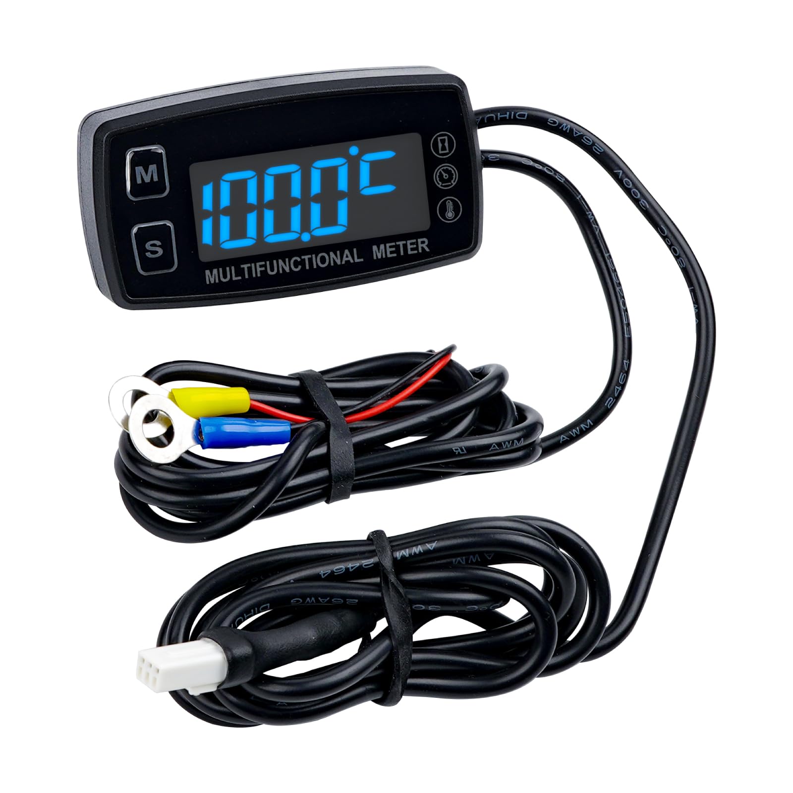 NInE-ROnG Digital Hour Meter Tachometer Temperature Meter Gauge Engine Maintenance Reminder Use for Lawn Tractor Lawn Mower Outboard Motor Dirtbike Generator Paramotor