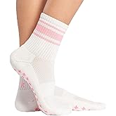 Kamo Fitness Pilates Socks with Grips for Women - Non-Slip Yoga, Barre Grip Sock - Grippy Cotton Crew Socks for Yoga, Ballet