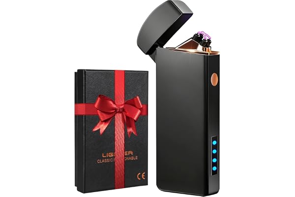 Gift for Men Him, Coquimbo Electric Lighter USB Rechargeable Plasma Lighter, Windproof Flameless Arc for Candle, Camping & Ho