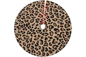 PEARDEN Classic Leopard Christmas Tree Skirt 32 Inches, Halloween Decorations Tree Skirt Holiday Party Decor Supplies, Small Cheetah Print Christmas Tree Mat Xmas Ornaments