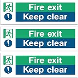 Rubigo Fire Exit Keep Clear Sign 30x10cm Multipack 3 Self Adhesive view 1