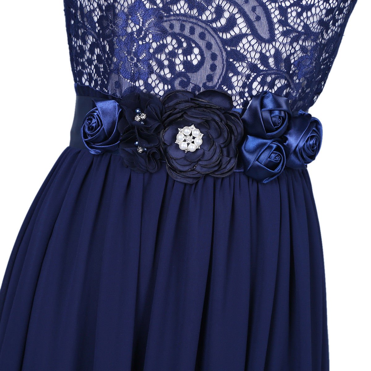 Satin Silk 3D Flower Bridal Sash Belt 