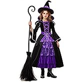 Simplecc Witch Halloween Costume for Girls Witch Dress with Hat