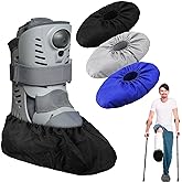 Mepase 12 Pieces Fracture Walking Boot Cover, Reusable Waterproof Non-Skid Foot Brace Cover for Walking Boot Cast Rain, Black Gray Blue(14.96 x 5.51 Inches)