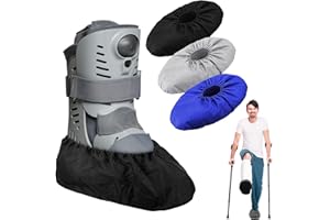 Mepase 12 Pieces Fracture Walking Boot Cover, Reusable Waterproof Non-Skid Foot Brace Cover for Walking Boot Cast Rain, Black