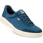 Kizik Slip On Sneakers: Prague 2 - Court Style, 4-Way Stretch Canvas with Suede Details, Casual Shoes for Men, Hands Free Convenience - Mens Regular Width