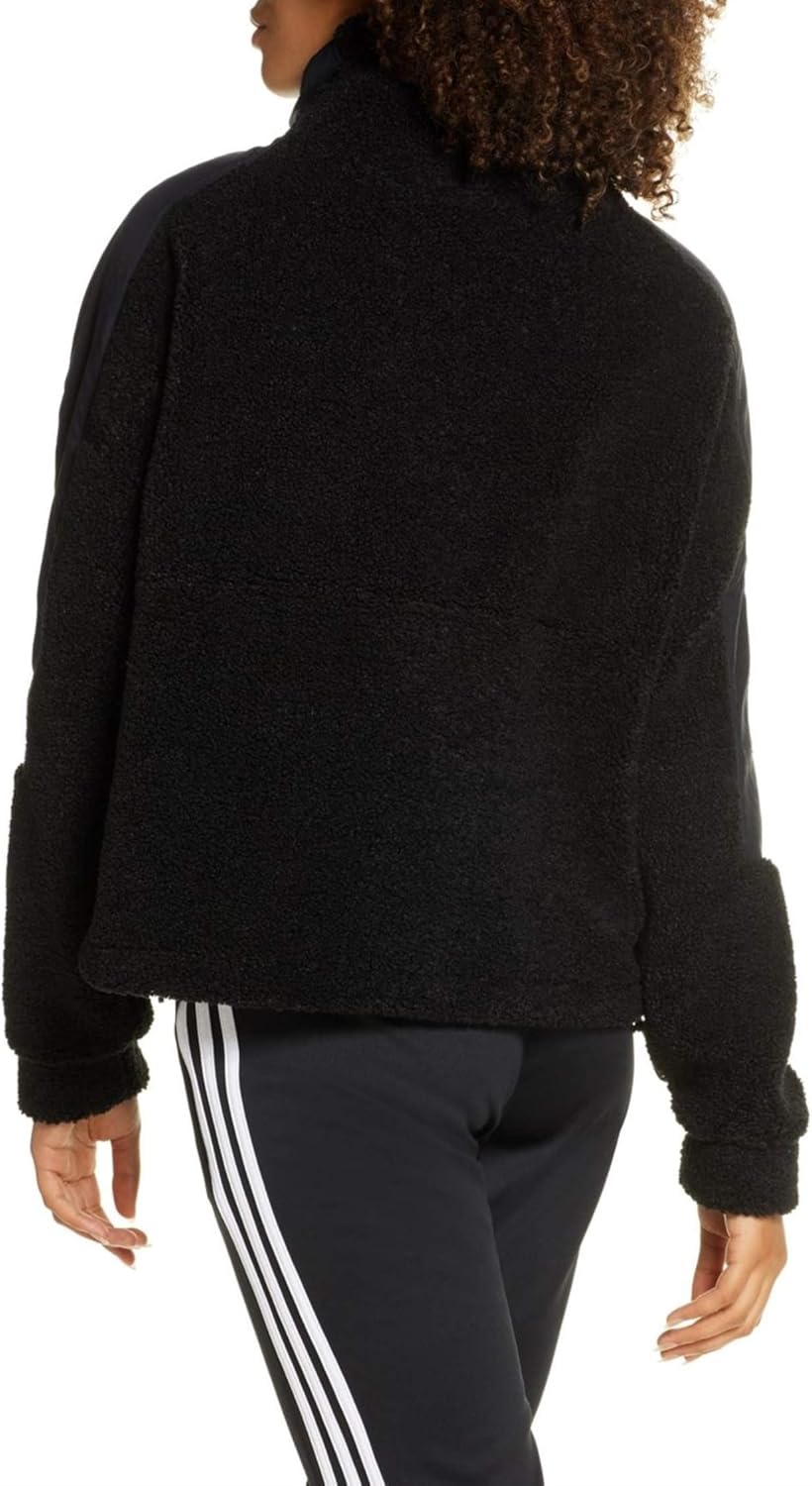 adidas Women's High-Neck Pullover Polar Fleece Sweater, Black XL: Clothing