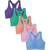 Sexy Basics Women's Cotton Spandex Racer Back Bra | 4 Way Stretch Pullover Workout Sport Bras (Multi-Pack)