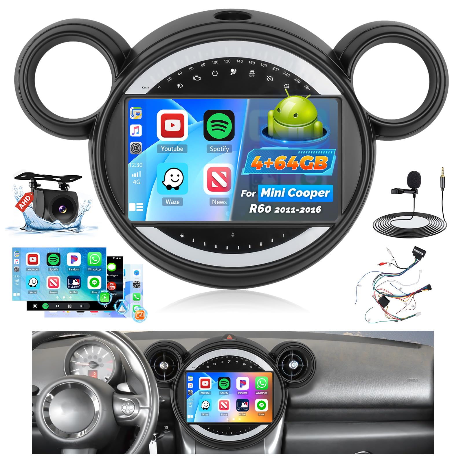 Photo 1 of Radio for Mini Cooper Clubman 2008-2014/Countryman 2011-2016/Paceman 2013-2016, Android 15 Car Stereo Wireless Carplay, 9 inch Touch Screen for Cooper with WiFi GPS Bluetooth5.0 1280 * 720 4G+ 64G