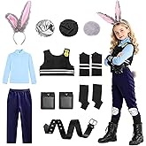 JoltMemori Kids Police Officer Costume Set - Bunny Headband Dress Up for Girls 4-9, Christmas & School Performances