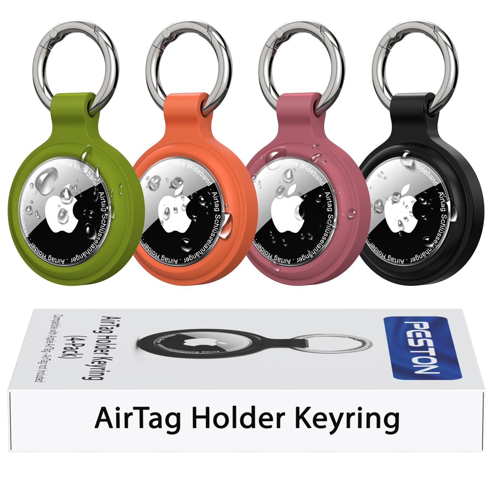 Photo 1 of [4-Pack] Case for Apple AirTag Holder Keychain – IPX6 Waterproof, Anti-Lost, Scratch-Resistant Case for Air Tag – for Keys, Pets, Luggage