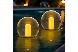 NiceBuy 2-Pack 7.4x7.3 Solar Floating Pool Lights Ball Outdoor Water-Resistant IP66 Solar-Powered That Float Candles Flickering Lights for Swimming Pool Decor Pond Garden Party