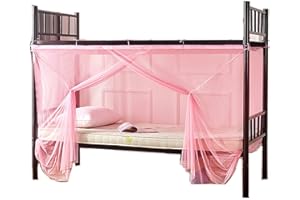 Qubanda Dorm Home Bunk Nets Bed Curtains Cloth Bed Canopy Blackout Students Curtain Shading Nets Breathable Dustproof Single Sleeper (A-Pink, 1 Mosquito net (35.4 * 76.8IN))