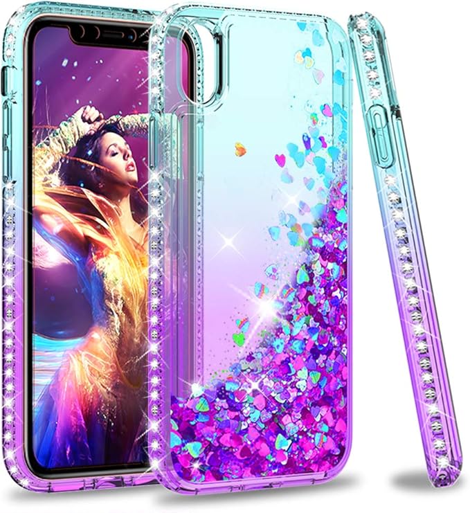 iPhone XR (2018) Glitter Case for Girls Women,LeYi Luxury Diamond Bling Cute Liquid Quicksand