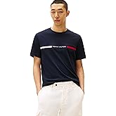 Tommy Hilfiger Mens Short Sleeve Cotton Graphic T-Shirts with Signature Stripe Logo, Also Available in Big & Tall
