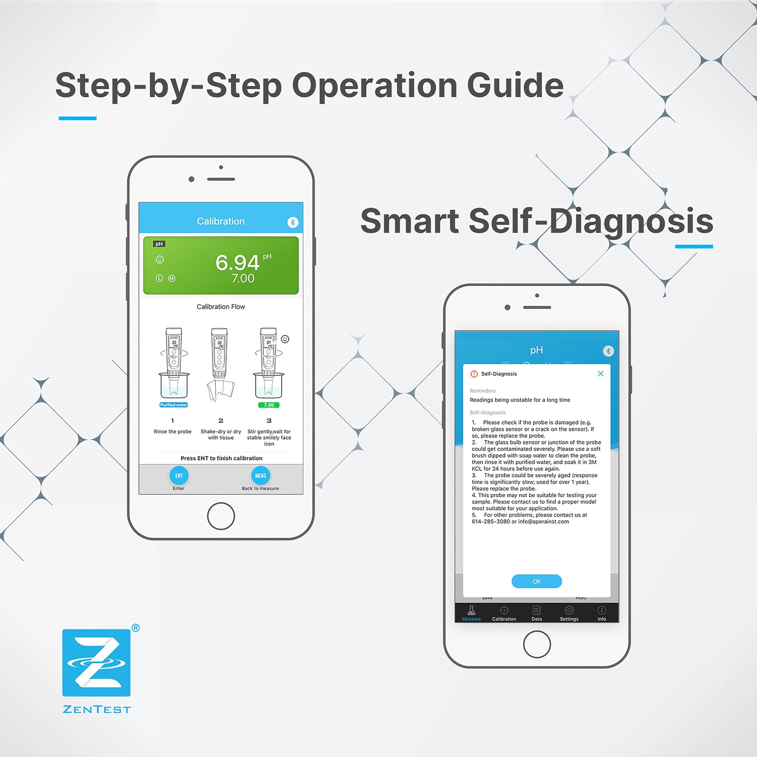 Apera Instruments, LLC-AI3719 PC60-Z Bluetooth Multi-Parameter Smart Tester Powered by ZenTest Mobile App, Measuring pH/Conductivity/TDS/Salinity/Resistivity/Temp.