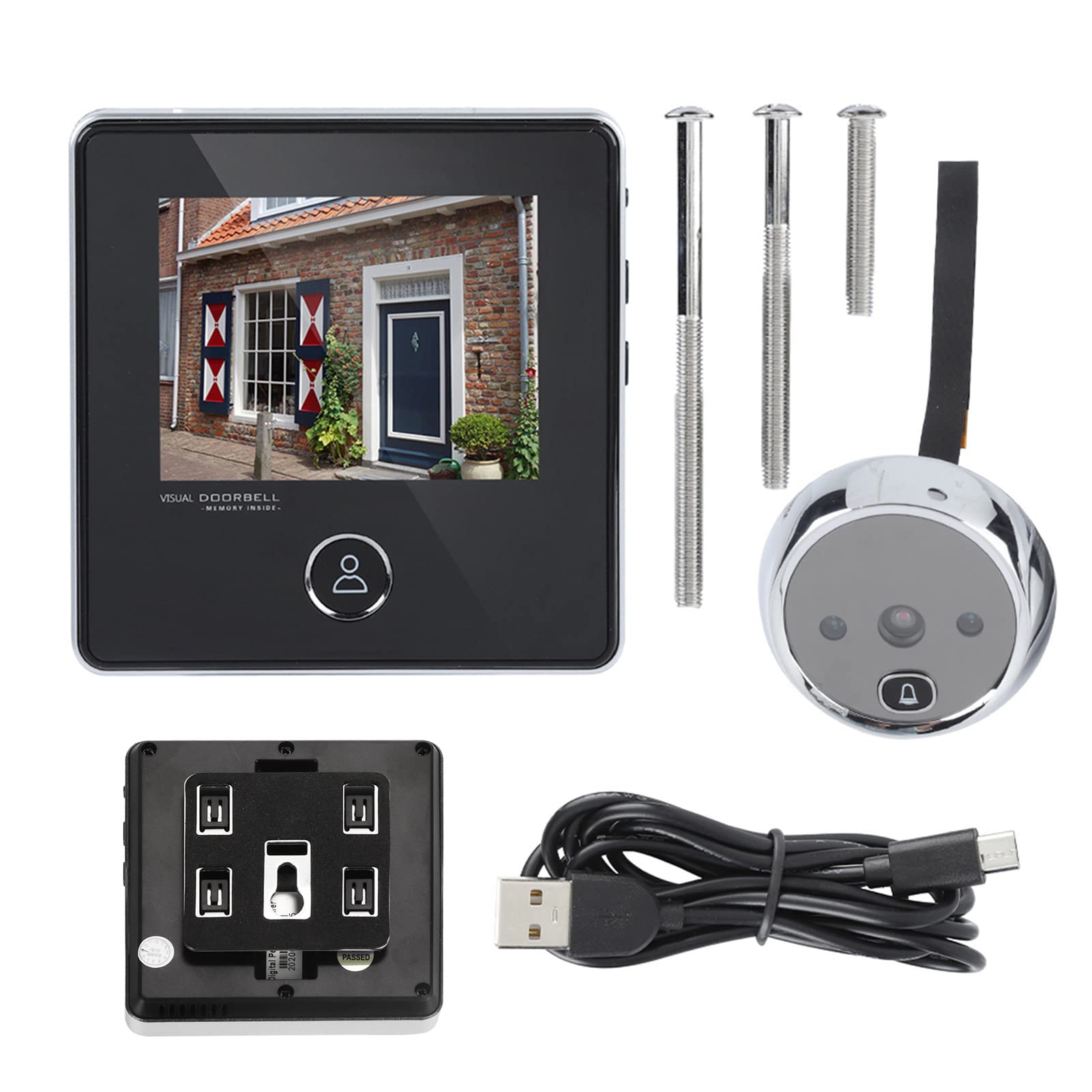Smart Door Viewer, Video Doorbell with 2.8inch LCD Display, Security 0.3MP Doorbell Camera with Night Taking Photo 90° Wide Angle Camera Photo Recording For Home Apartment Security System