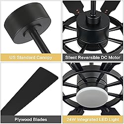 ELEHINSER 72 Inch Ceiling Fan with Lights and