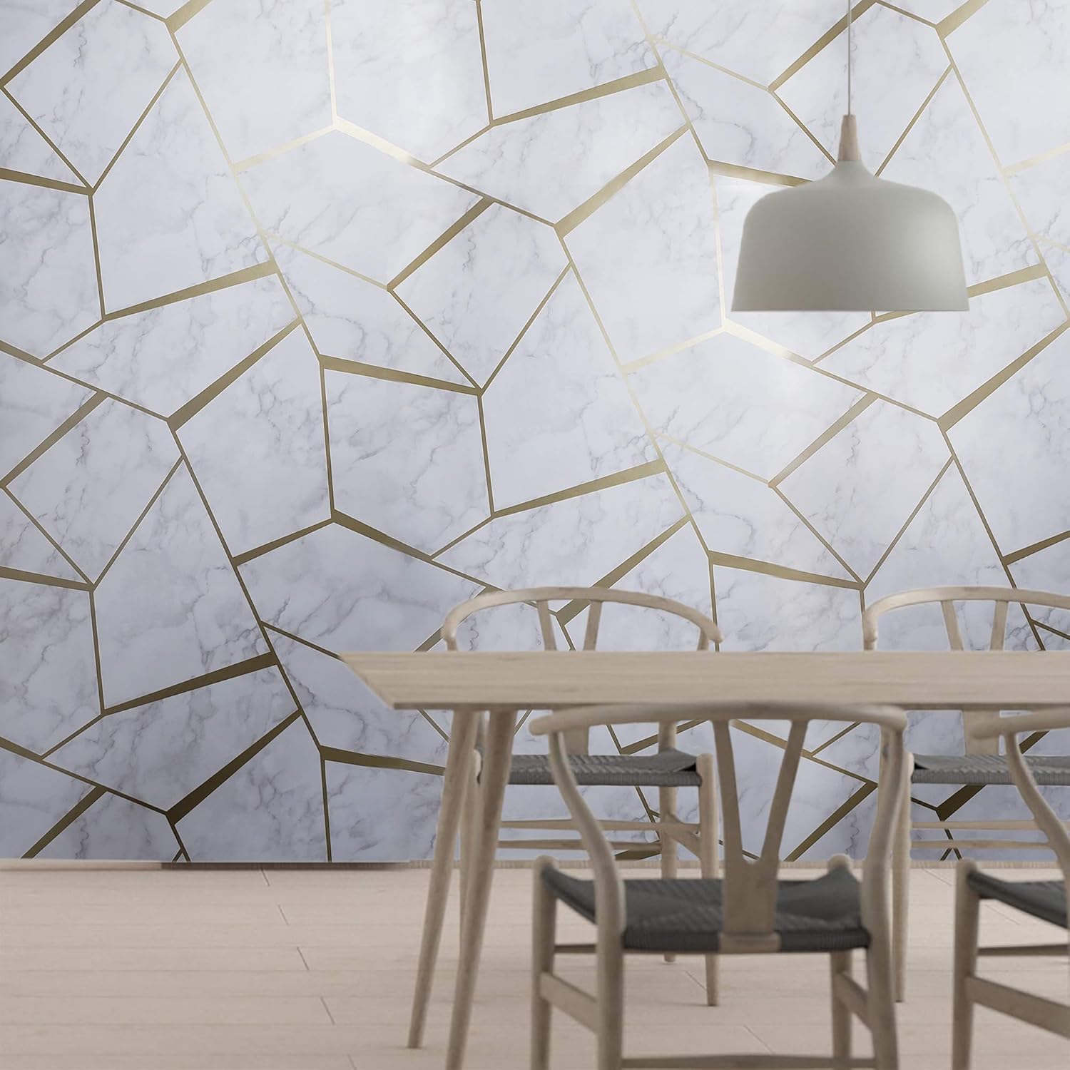 Gloss Wallcoverings Fractal Wallcovering Triangle Geometric Lines Wallpaper White Gray Bronze Metallic Gloss Faux Marble Stone Wall Coverings 3d Covering Amazon Com