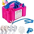 PCFING Balloon Pump Electric and Balloon Tying Tool in One, Portable Balloons Inflator Blower Machine with Dual Nozzle