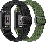SHIJZWD Elastic Braided Strap for Fitbit Charge 5/6 Breathable Adjustable Nylon view 2