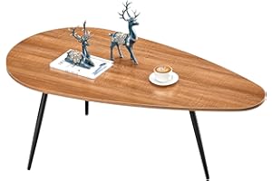 SAYGOER Mid Century Modern Coffee Table for Living Room Small Coffee Table Rustic Oval Coffee Table Retro Accent Sofa Center Table for Living Room,22.2" D x 42.5" W x 17.1" H, Walnut Oak