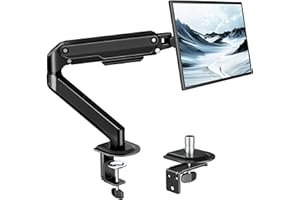 monTEK Single Monitor Arm Mount for 17-32 Inch Screens, Heavy Duty Steel Mechanical Spring Desk Monitor Stand, Full Motion Ad