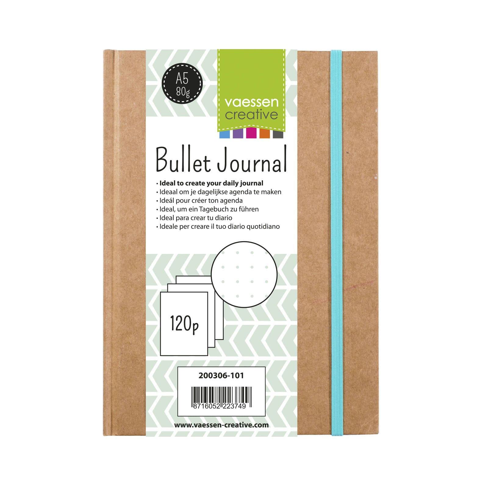 Vaessen Creative Bullet Notebook, A5 Planner with 120 Dotted Pages for Daily Journaling and Handlettering, Brown