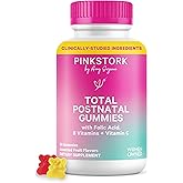 Pink Stork Total Postnatal Vitamin Gummies - Multivitamin for Postpartum Recovery and Lactation Support - Folic Acid, B6, & Vitamin C - Postpartum Essentials - 60 Gummy Vitamins