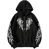 SHENHE Men's Zip Up Graphic Hoodie Long Sleeve Drawstring Thermal Jacket Sweatshirt
