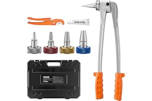VEVOR PEX Pipe Expander Tool Kit, Manual Tubing Expansion Tool for 3/8", 1/2", 3/4", 1" PEX Pipes - with 4 Expanding Heads, P
