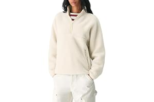 Womens Half Zip Pullover Cropped Sweatshirts Sherpa Fleece Jacket Fuzzy Cute Winter Jackets with Pockets