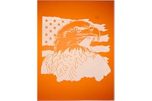 Torch Paste Stencil | Eagle & American Flag | Reusable Adhesive Mesh Stencil | 8.5" x 11" | Washable | Great for DIY Arts & Crafts | Use for Wood Burning, Chalk Paste, Ink and Etching