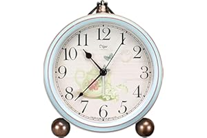 Maxspace 5.2in Desk Clock, Retro Silent Analog Clock Non-Ticking & Battery Operated with Quartz Movement,Clock Decor for Bedroom Living Room