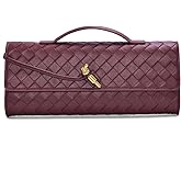 Honikoo Trendy Woven Evening Clutch Purses for Women Evening Bags Handbags PU Leather Purse with Removable Shoulder Strap Bag