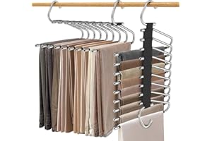 lazywoodpecker 9 Layers Pants Hangers Space Saving, Hangers for Closet Organizer Organization, Hangers for Leggings Jean Scar