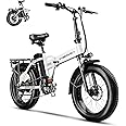 Cybervelo 1000W Folding Electric Bike, 48V 20.8AH Large Removable Battery E-Bike, 30+MPH, 80 Miles Max Range, 20" Fat Tire Electric Bike for Adults, Adult Electric Bicycles for Commute