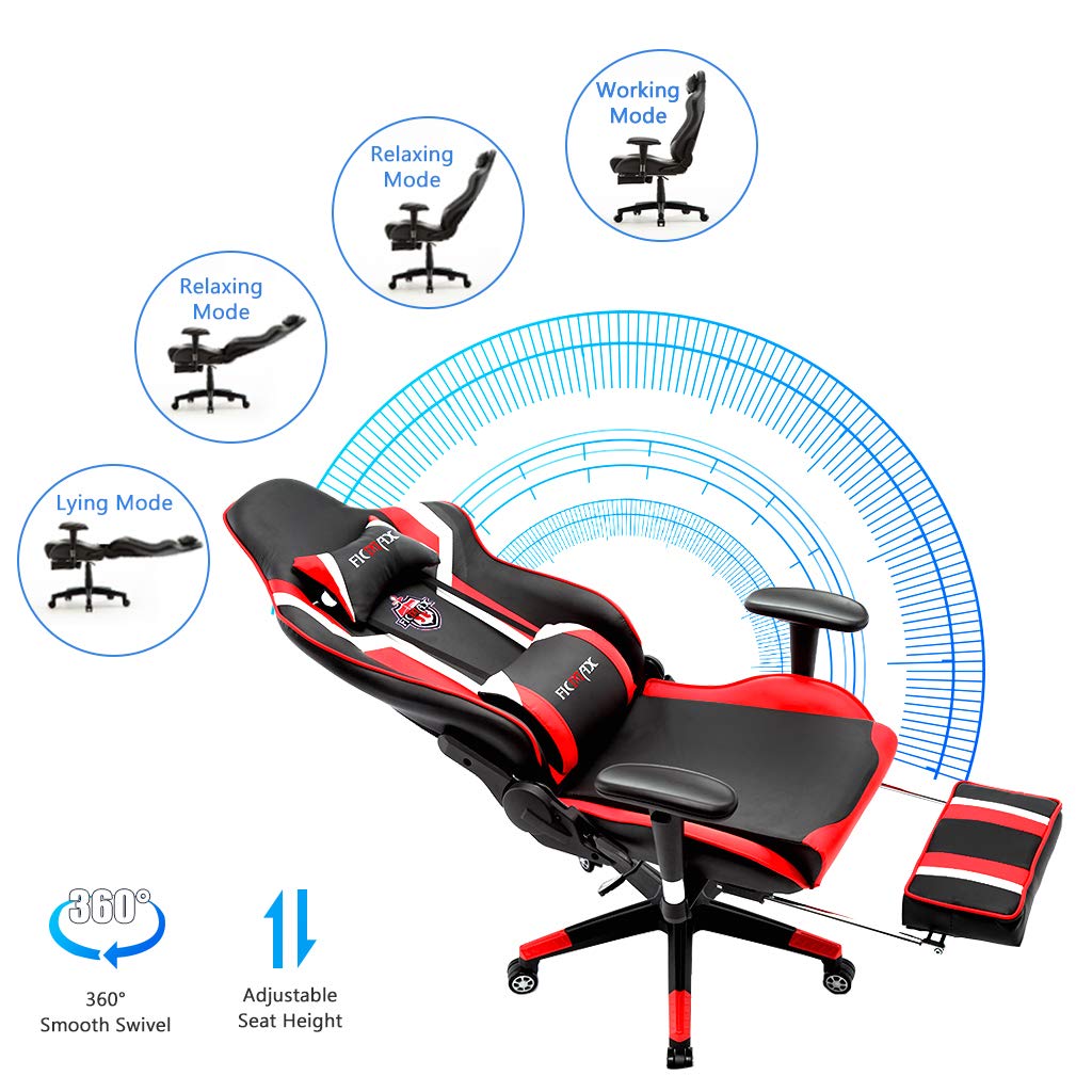 Gaming Stuhle Schwarz Rot Lendenkissen Buro Sessel Fur Pc Ficmax Gaming Stuhl Mit Massage Ergonomischer Burostuhle Gamer Sessel Fur Computer Pu Leder E Sport Racing Stuhle Mit Fusslehne Kuche Haushalt Wohnen Impas Es