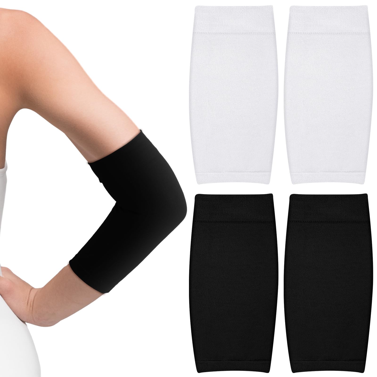 Photo 1 of Vicenpal 2 Pairs Tattoo Cover up Sleeve Forearm Arm Sleeves for Women Men Compression Tattoo Upper Arm Cover(White and Black)