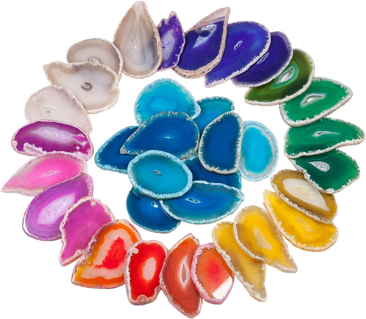 rockcloud 10 Pcs Agate Light Table Slices, Healing Crystals Geode Stones,Irregular Home Decoration Jewelry Making,Multi Color: Home & Kitchen