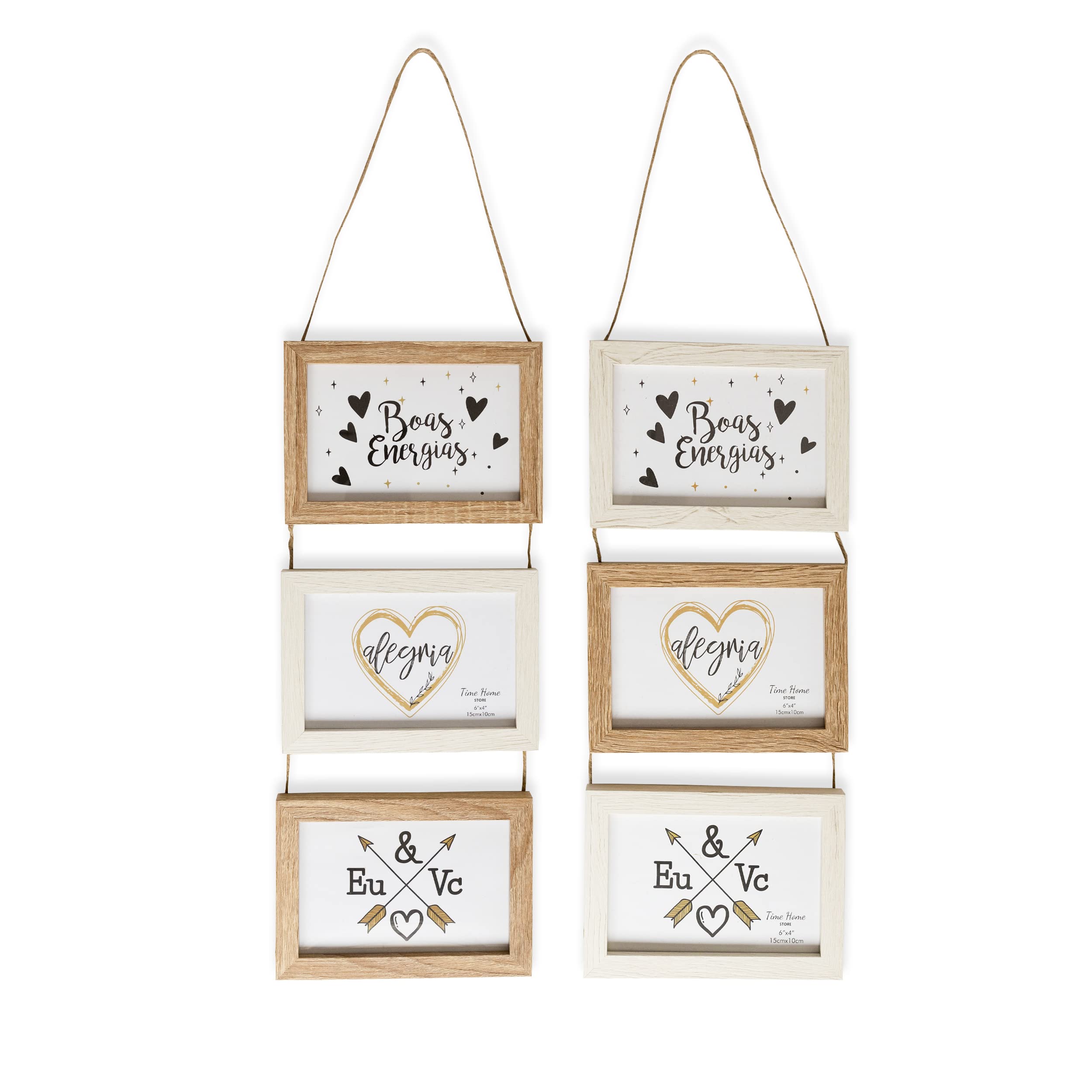 TIME HOME DEVELOPMENT Set of Triple Wooden Photo Frames for Wall Hanging – Original Collage for Photos 10 x 15 cm (Rustic)