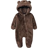 Newborn Baby Romper Fleece Onesie Jumpsuit Toddler Warm Hooded Outwear Outfits for Infant