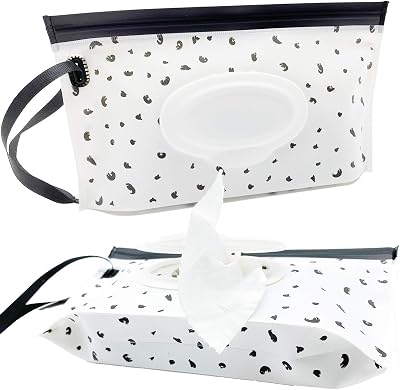 通用 Portable Baby Wet Wipe Pouch 2 Pack Reusable Refills Black Feather