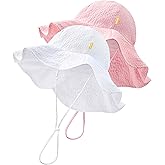 HONGTEYA Baby Sun Hat Toddler Girl Beach Hat Adjustable Outdoor Summer Hat UPF 50+ Sun Protection Wide Brim Infant Kids